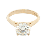 14K Yellow Gold Round Cut 2.0 Carats Lab Grown Diamond Knife Edge Solitaire Ring