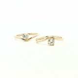 Elegant & Trendy - Pair of 14K Yellow Gold 0.65 Carats Diamond Contoured Rings