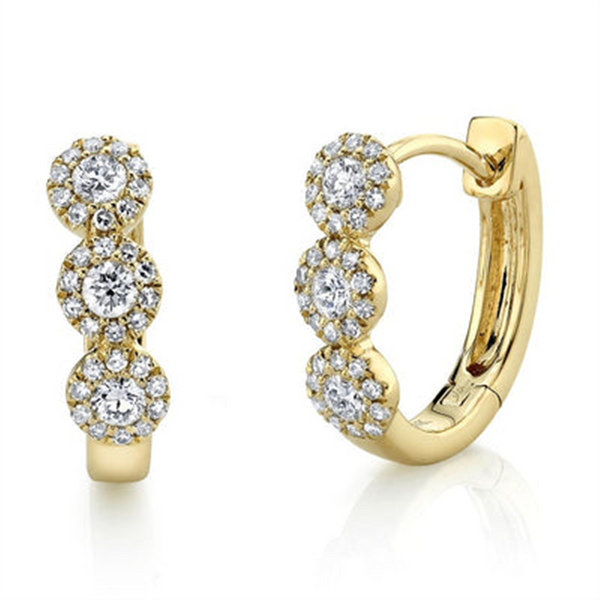 Classic & Contemporary 14K Yellow Gold 0.37 Carats Diamond Huggie Earrings