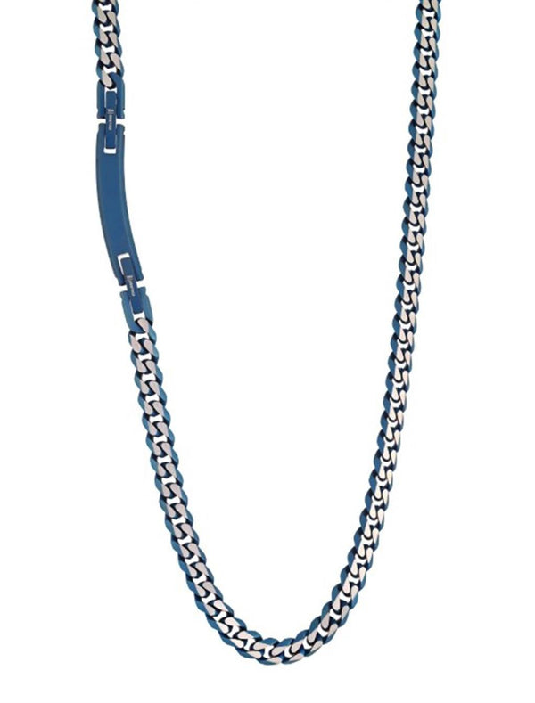 Blue Ion Plated Over Stainless Steel Diamon Cut 5.5MM Cuban Link Chain - 22 Inch