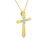 Elegant Diamond Necklaces & Pendants 18K Yellow Gold Satin Finish 0.10 Carats Diamond Cross Pendant