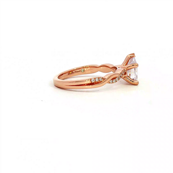 MPJ Exclusive Diamond Mountings 14K Gold Rosé Diamond Accented Pear 1.5 Carats, 8x6 MM Engagement Ring - 0.08 Carats Accent Diamonds