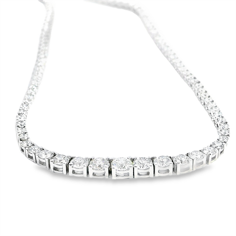 Elegant Diamond Necklaces 18K White Gold 6.02 Carats Diamond Riviera Tennis Necklace - 17 Inch