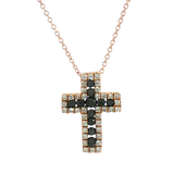 Elegant Diamond Necklaces & Pendants 18K Rosé Gold 0.70 Carats Black & White Diamond Cross Pendant