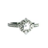 Contemporary 18K White Gold Halo With Gun Metal Finish 0.96 Carats Diamond Ring
