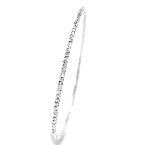 Sophisticated & Timeless Diamond Bracelets 14K Gold White & Titanium 0.50 Carats Flexible Bangle Bracelet - 0.5 CTW, Size 6.75 Inch