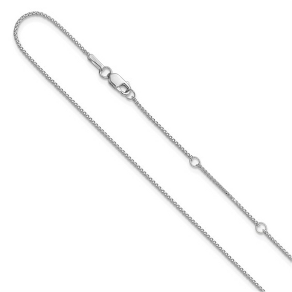 Elegant & Durable Designs 10K Gold White 1.0mm Diamond Cut Wheat Chain, 18 Inch Adjustable