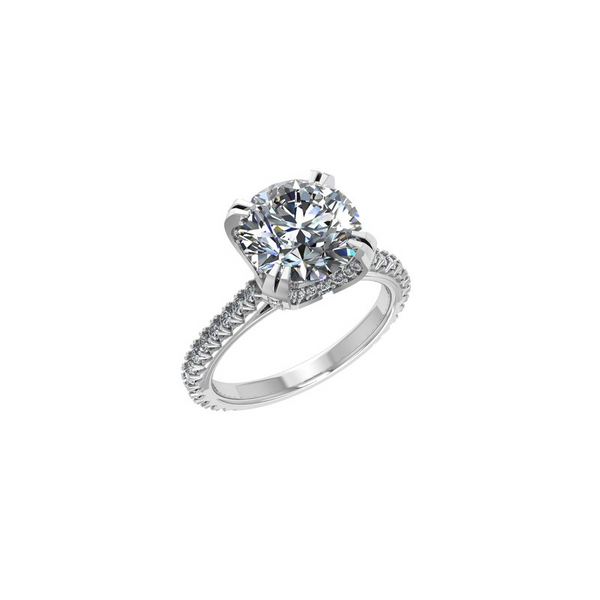 White 14 Karat Gold 0.54 Carats Diamond Vintage Style Round Engagement Ring