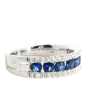 Bold & Elegant 18K White Gold 0.98 Carats Blue Saphhire & 0.35 Carats Diamond Stackable Band