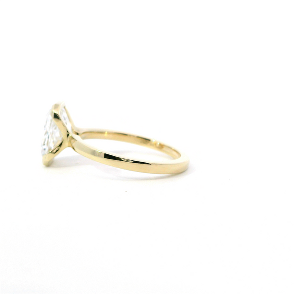 14K Gold Yellow Solitaire Half Bezel Radiant Lab Grown Diamond Engagement Ring - Lab-Grown 3.06 CT Diamond