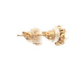 Timeless & Sophisticated Design 10K Yellow Gold 4MM Cultured Pearls & 0.10 Carats Diamonds Stud Earrings