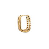 Classic & Contemporary 14K Yellow Gold 0.34 Carats Diamond Medium Oval Hoop Earrings