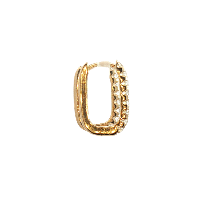 Classic & Contemporary 14K Yellow Gold 0.34 Carats Diamond Medium Oval Hoop Earrings