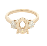 Elegant Diamond Mountings 14K Yellow Gold Oval Cut 0.50 Carats Diamond Semi Mount Ring