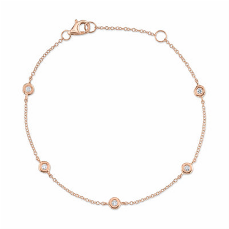 Sophisticated & Timeless Diamond Bracelets 14K Rosé Gold 0.13 Carats Diamond Bracelet - 7 Inch
