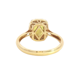 Bold & Elegant 14K Yellow Gold Rectangular Cushion Cut 1.50 Carats Yellow Sapphire & 0.22 Carats Diamond Halo Ring