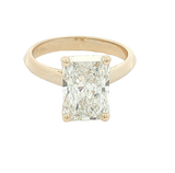 14K Yellow Gold Radiant Cut 4.0 Carats Lab Grown Diamond Knife Edge Solitaire Ring