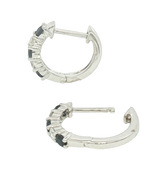 Vibrant Color Stone 14K White Gold 0.30 Carats Blue Sapphire & 0.20 Carats Diamond Small Hoop Earrings
