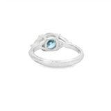 14K Gold White Lab Grown 3 Stone 1.72 Carats Vivid Blue Round Diamond & 1.02 Carats Trillion Cut Diamond Engagement Ring -  2.74 CTW Diamond