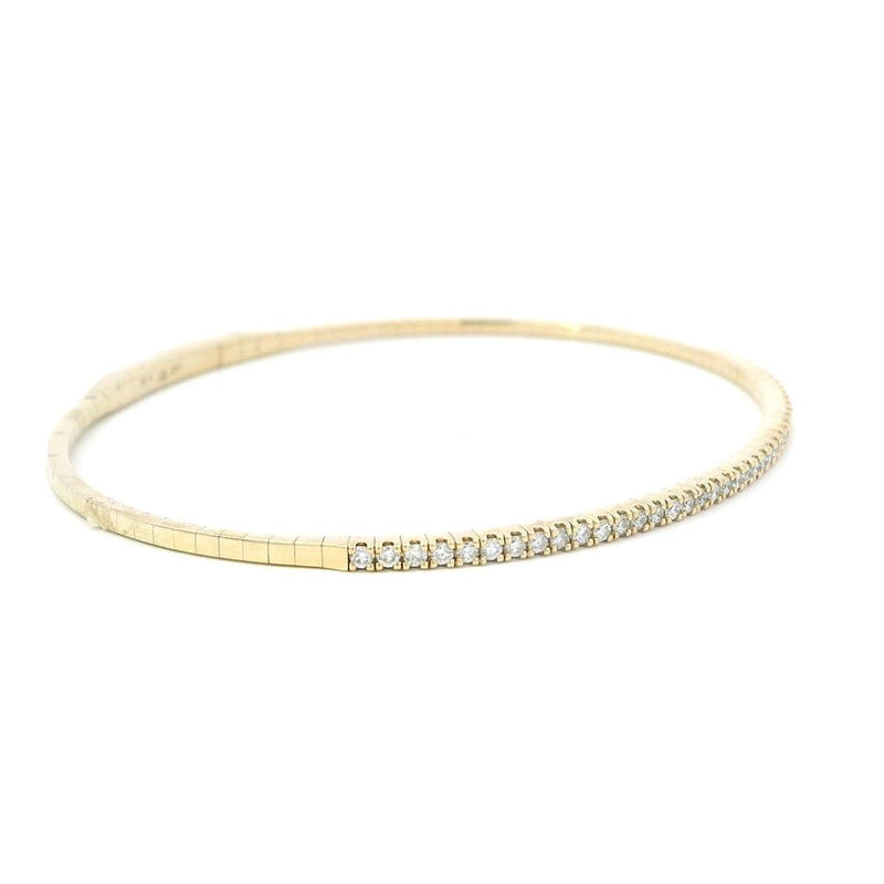 Sophisticated & Timeless Diamond Bracelets 14K Gold Yellow & Titanium 0.50 Carats Flexible Bangle Bracelet - 0.5 CTW, Size 6.75 Inch