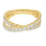Elegant & Trendy 18K Yellow Gold 1.09 Carats Diamond Criss Cross Ring