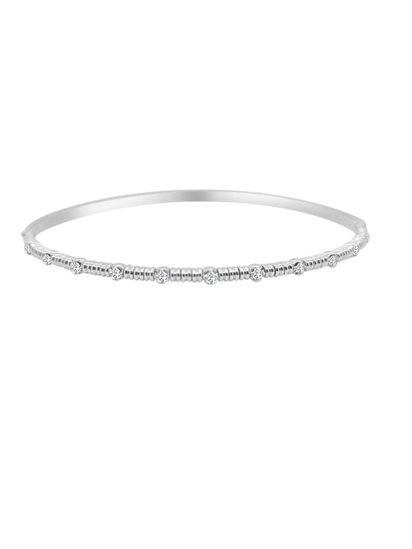 Sophisticated & Timeless Diamond Bracelets 14K Gold White 0.18 Carats Diamond Flex Bangle Bracelet - 0.18 CTW, Size 6.75 Inch