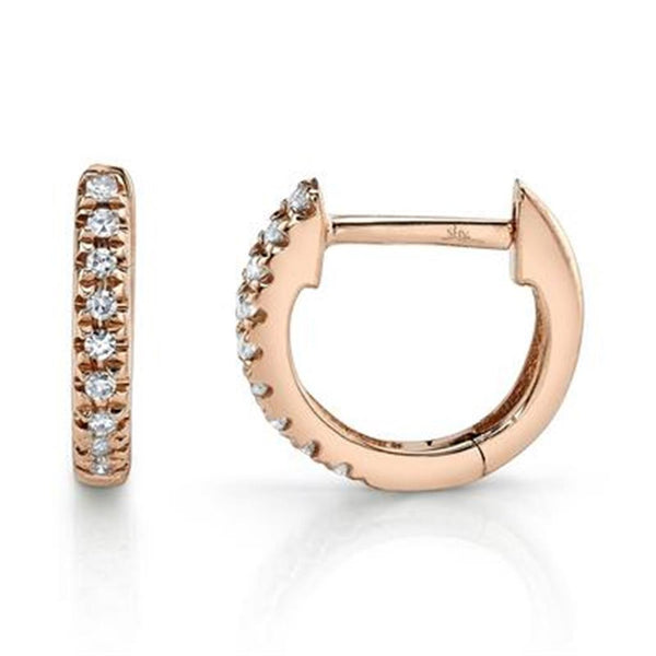 Classic & Contemporary 14K Gold Rosé 0.04 Carats Diamond Huggie Earrings