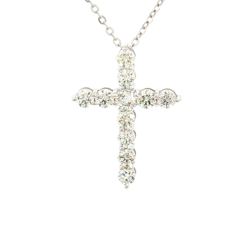 Elegant Diamond Necklaces & Pendants 14K White Gold 0.83 Carats Diamond Cross Pendant