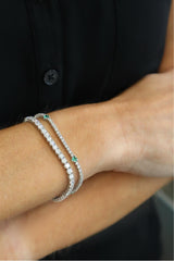 Elegant & Eye Catching 18K Gold White 0.60 Carats Emerald & 1.64 Carats Diamond Tennis Bracelet, Length 7 Inch