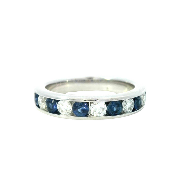 White 14 Karat Gold 0.45 Carats Diamond & 0.70 Carats Sapphire Channel Set Band