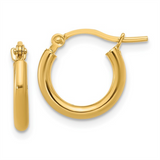 Elegant Precious Metal Earrings 10K Gold Yellow 2x12mm Huggie Polished Earrings