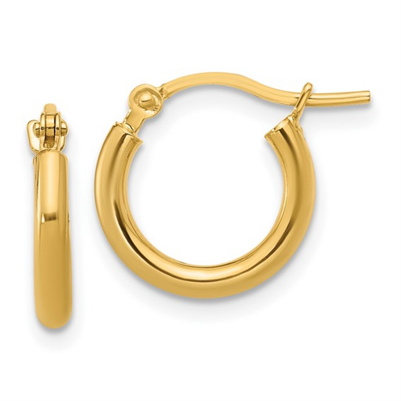 Elegant Precious Metal Earrings 10K Gold Yellow 2x12mm Huggie Polished Earrings