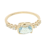 Bold & Elegant 14K Yellow Gold 0.85 Carats Aquamarine & 0.15 Carats Diamond Ring