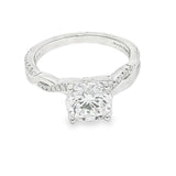 Elegant Diamond Mountings 14K White Gold Round Cut Cubic Zirconium & 0.12 Carats Diamond Engagement Ring