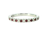 Bold & Elegant 14K Gold White Color Stone Fashion Rings - 14K  White Gold 0.17 Carats Ruby & 0.11 Carats Diamond Stackable Band