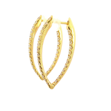 Classic & Contemporary 18K Yellow Gold 1.13 Carats Diamond Pointed Oval Inside Out Hoop Earrings