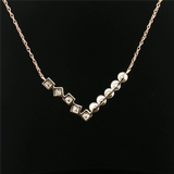 Elegant Pearl Necklaces & Pendants 14K Yellow Gold 2.5 - 3.0 MM Pearls & 0.30 Carats Lab Grown Diamonds V-Bar Necklace - 18 Inch