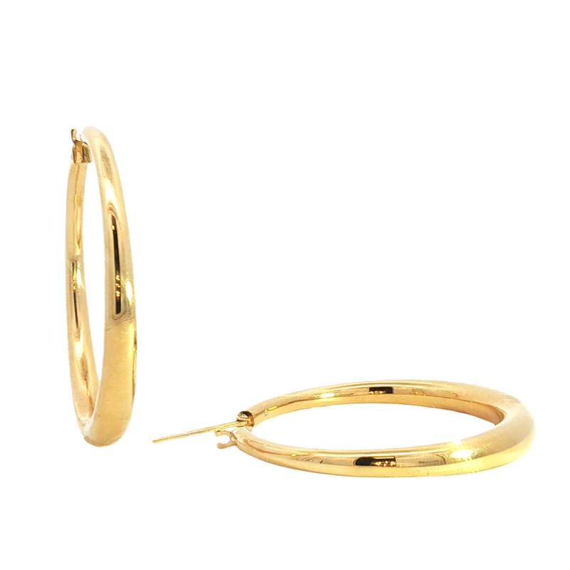 Elegant Precious Metal Earrings 18K Yellow Gold Large Hoop Earrings