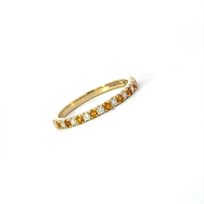 Murphy Pitard Exclusive Yellow 14 Karat Gold 0.13 Carats Citrine & 0.14 Carats Diamond Stackable Band