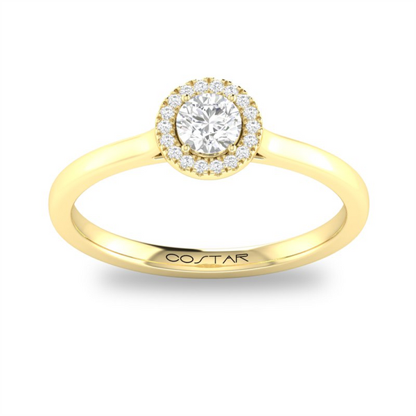 Yellow 10 Karat Gold 0.33 Carats White Sapphire & 0.05 Carats Diamond Halo Ring