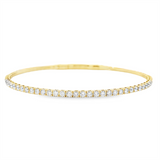 Sophisticated & Timeless Diamond Bracelets 14K Gold Yellow & Titanium Round Diamond Flex Bangle Bracelet - 0.98 CTW, Size 6.0 Inch