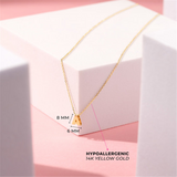 14K Yellow Gold Block Initial Letter "L" Charm Girls Pendant Necklace, 16 Inch