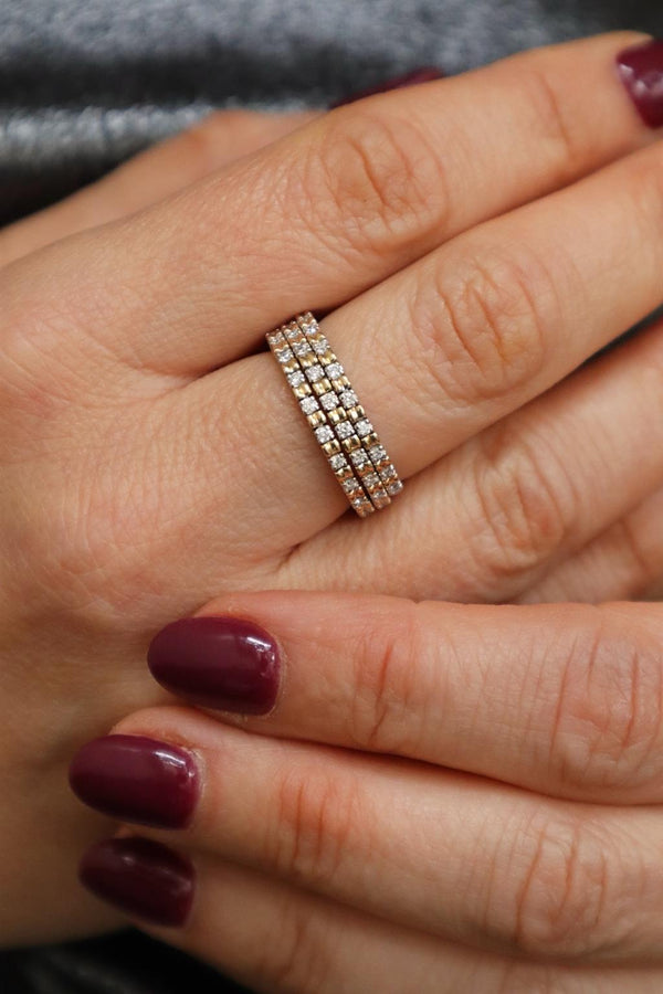 Elegant & Trendy 14K Yellow & White Gold 0.51 Carats Diamond Flexible Bypass Ring