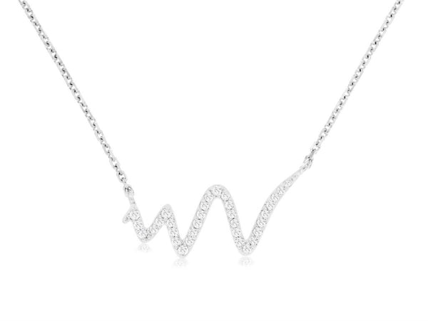 White 14 Karat Gold 0.15 Carats Diamond Heartline Necklace