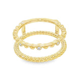 14K Yellow Gold Beading & Twist 0.04 Carats Diamond Guard
