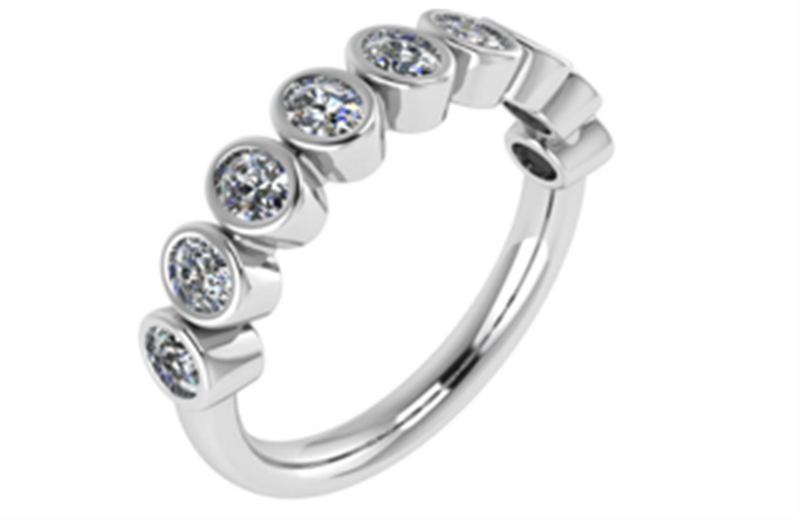 White 14 Karat Gold 0.89 Carats Oval Diamond Anniversary Band