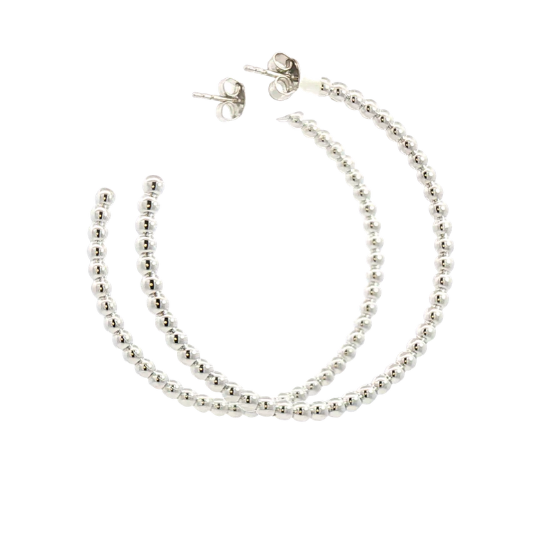 White Sterling Silver Large Hoop Earrings