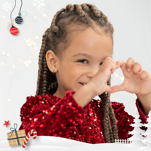 Sterling Silver Evergreen Christmas Enamel Earrings