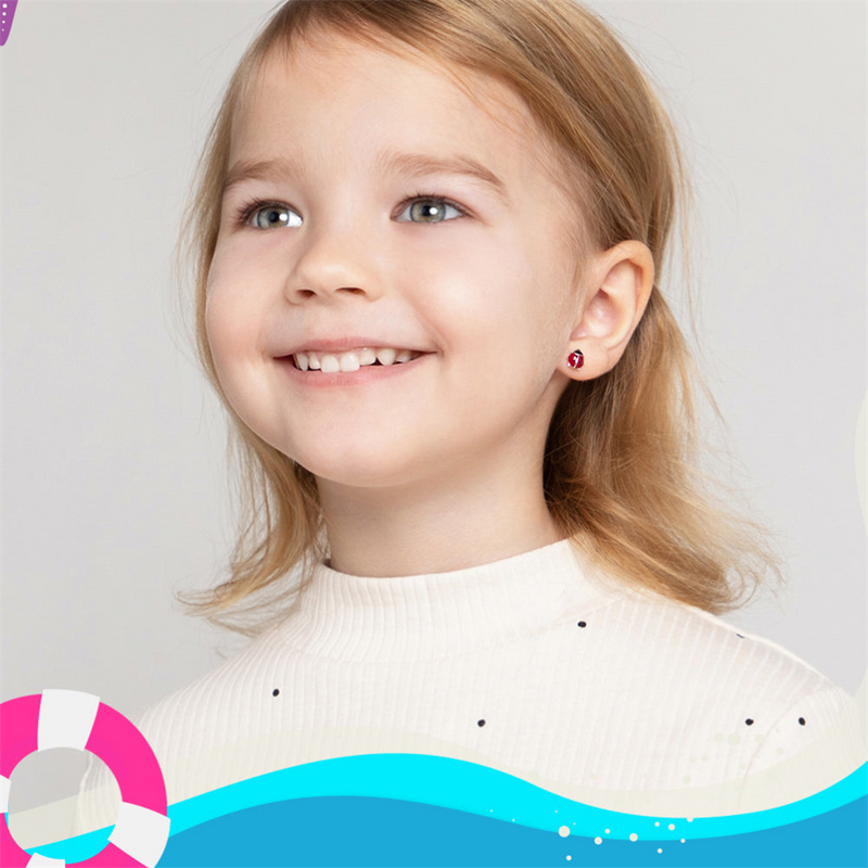 Sterling Silver Adorable Enamel Ladybug Earrings For Children