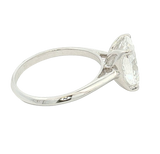 14K White Gold Oval Cut 3.0 Carats Lab Grown Diamond Knife Edge Solitaire Ring